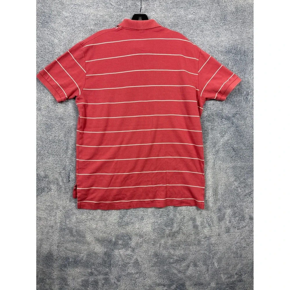 Polo Ralph Lauren Mens L Pink Striped Short Sleeve Polo Shirt Cotton Pony Logo